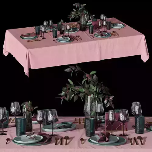 Table setting with eucalyptus