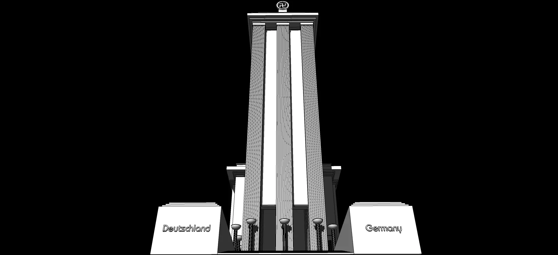 Nazi Germany Pavilion at the 1937 Paris International Exposition Low-poly 3D model_0
