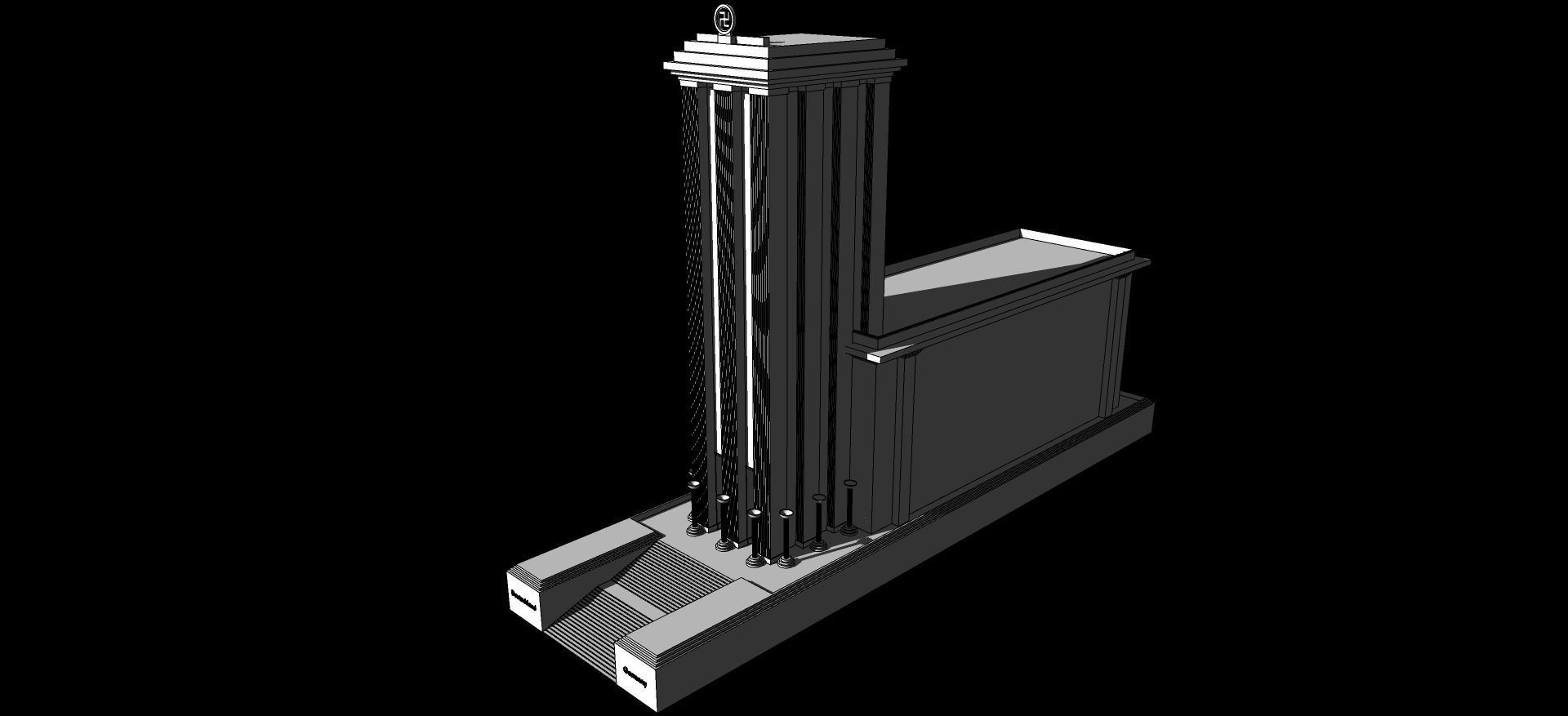 Nazi Germany Pavilion at the 1937 Paris International Exposition Low-poly 3D model_3