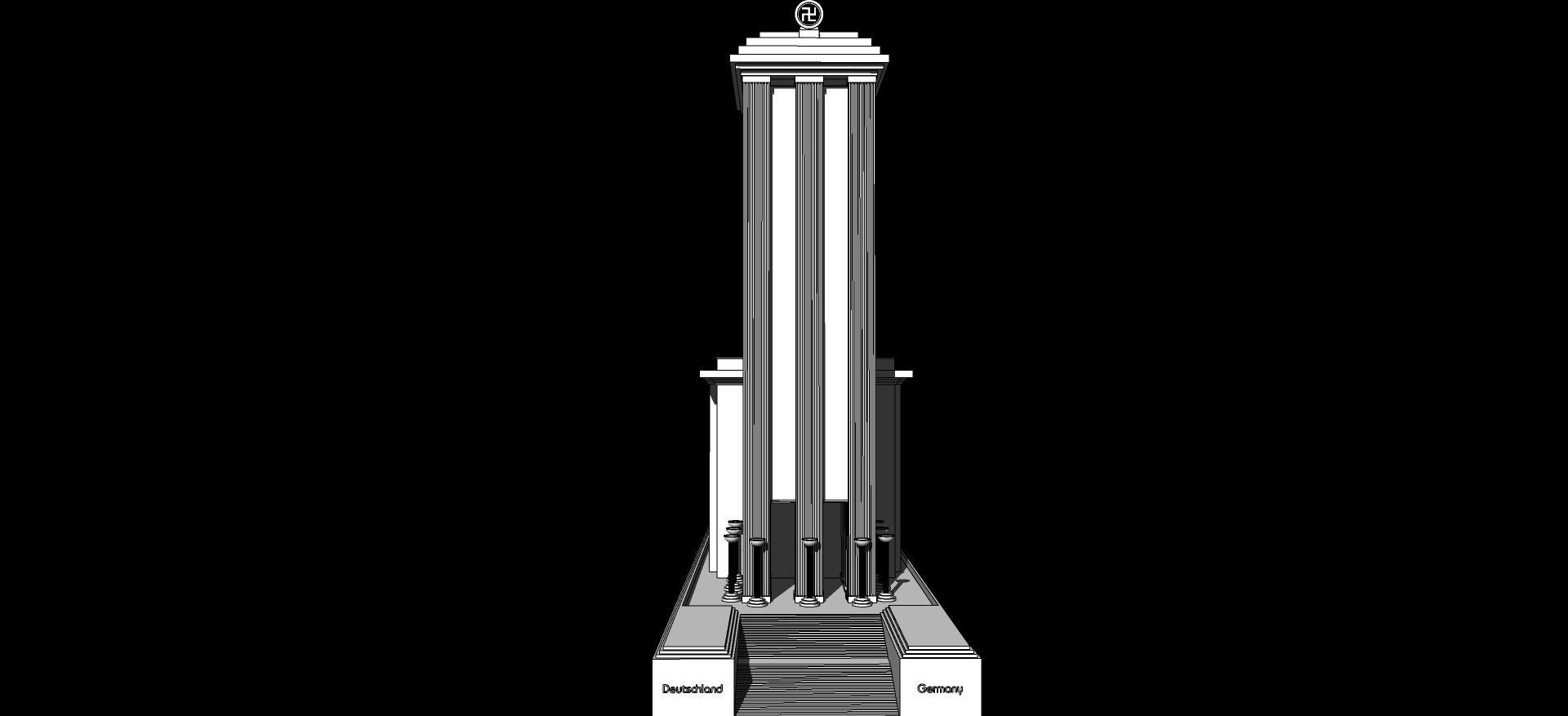 Nazi Germany Pavilion at the 1937 Paris International Exposition Low-poly 3D model_2