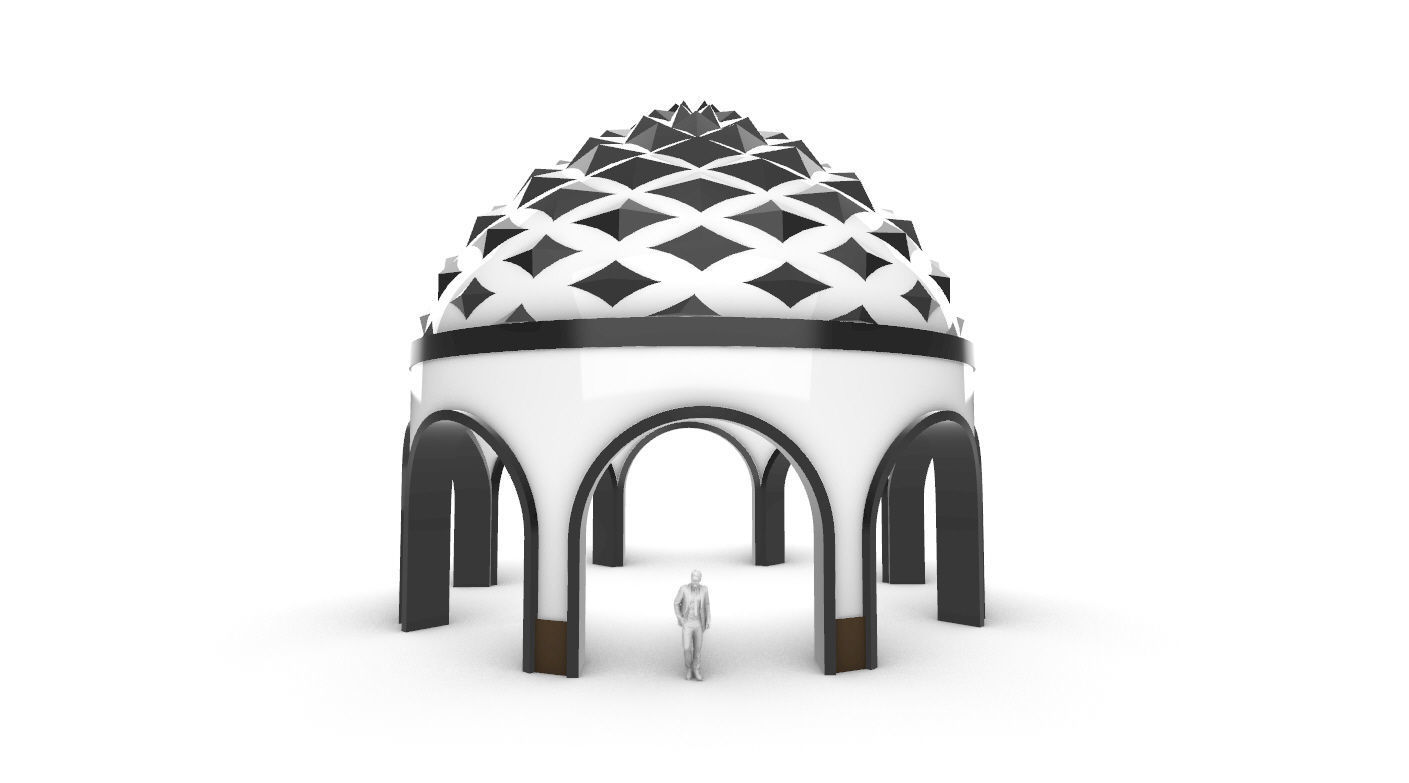 Dome Temple Diamond Pattern 3D model_20