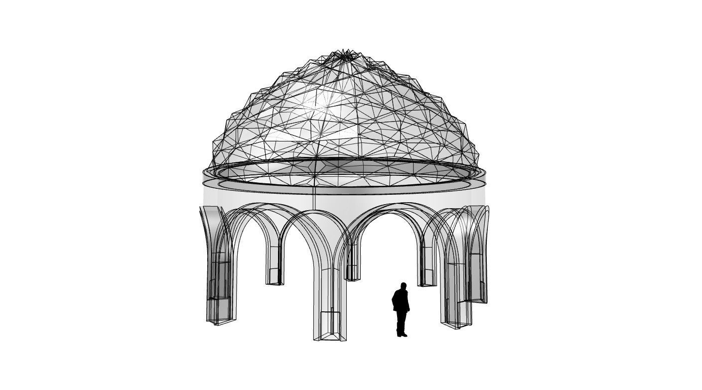 Dome Temple Diamond Pattern 3D model_59