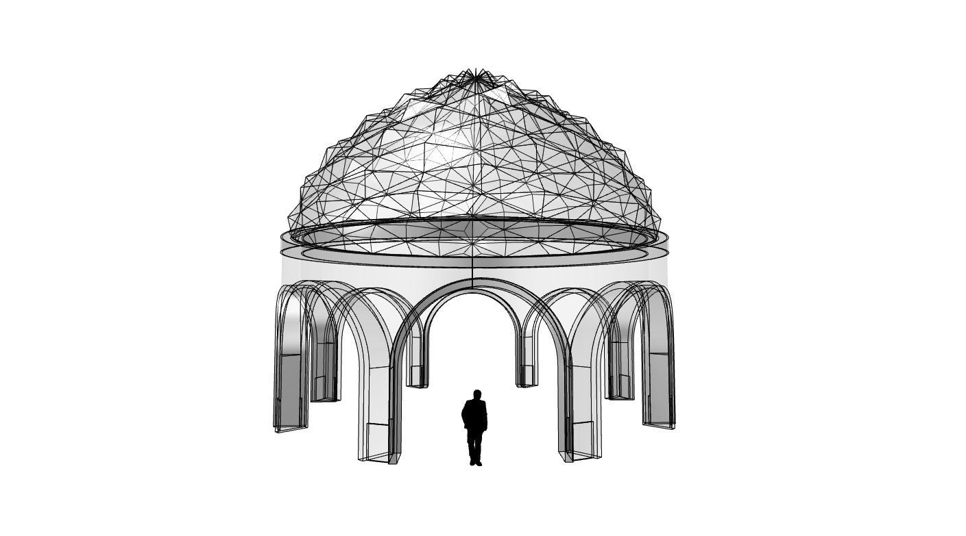 Dome Temple Diamond Pattern 3D model_60