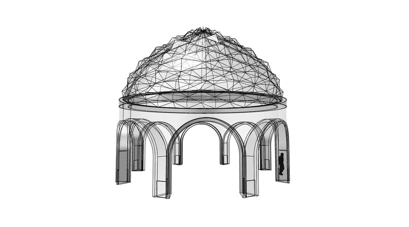 Dome Temple Diamond Pattern 3D model_55