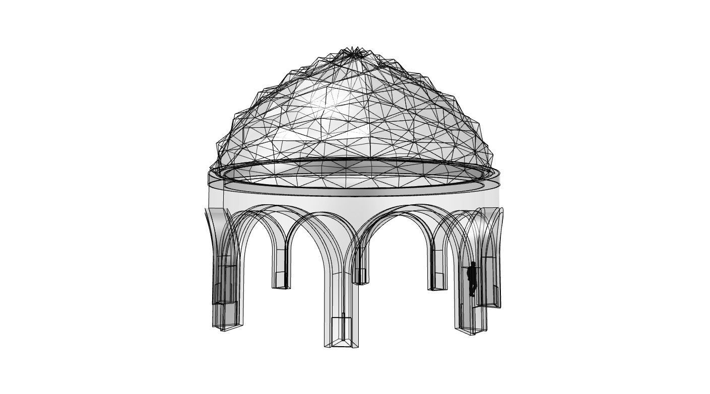 Dome Temple Diamond Pattern 3D model_53