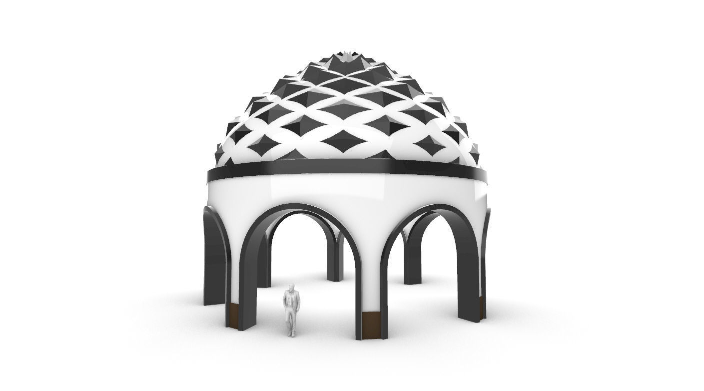 Dome Temple Diamond Pattern 3D model_1