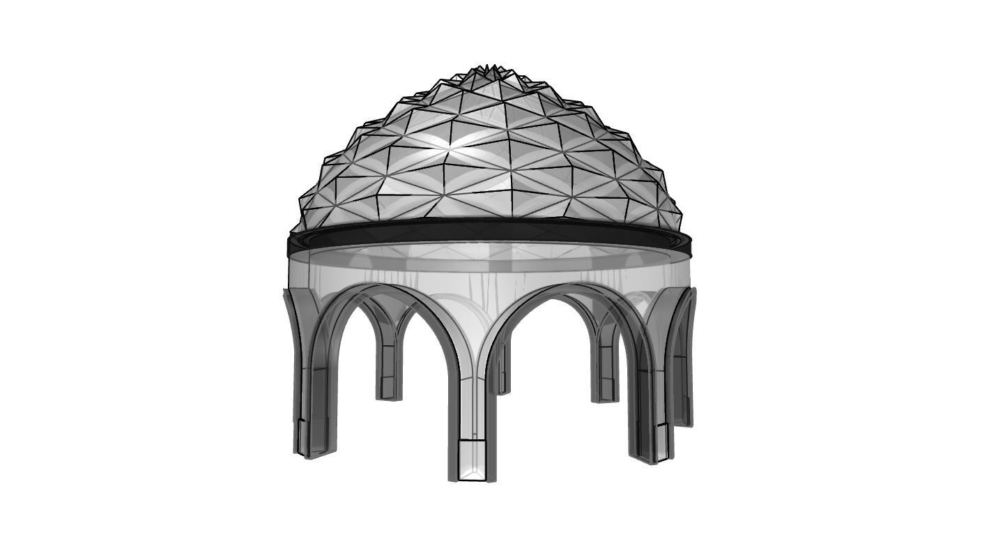 Dome Temple Diamond Pattern 3D model_74