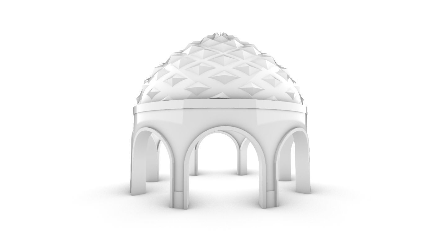 Dome Temple Diamond Pattern 3D model_25