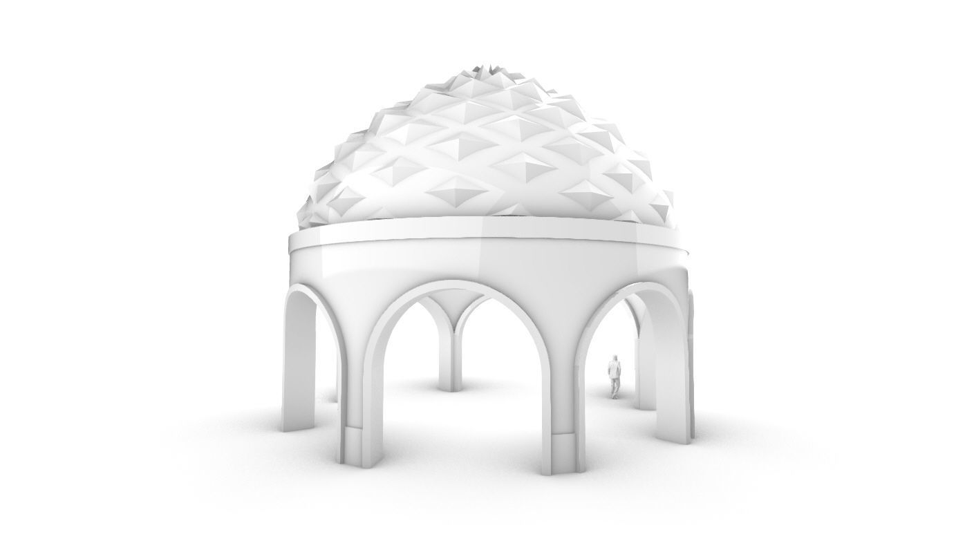 Dome Temple Diamond Pattern 3D model_33