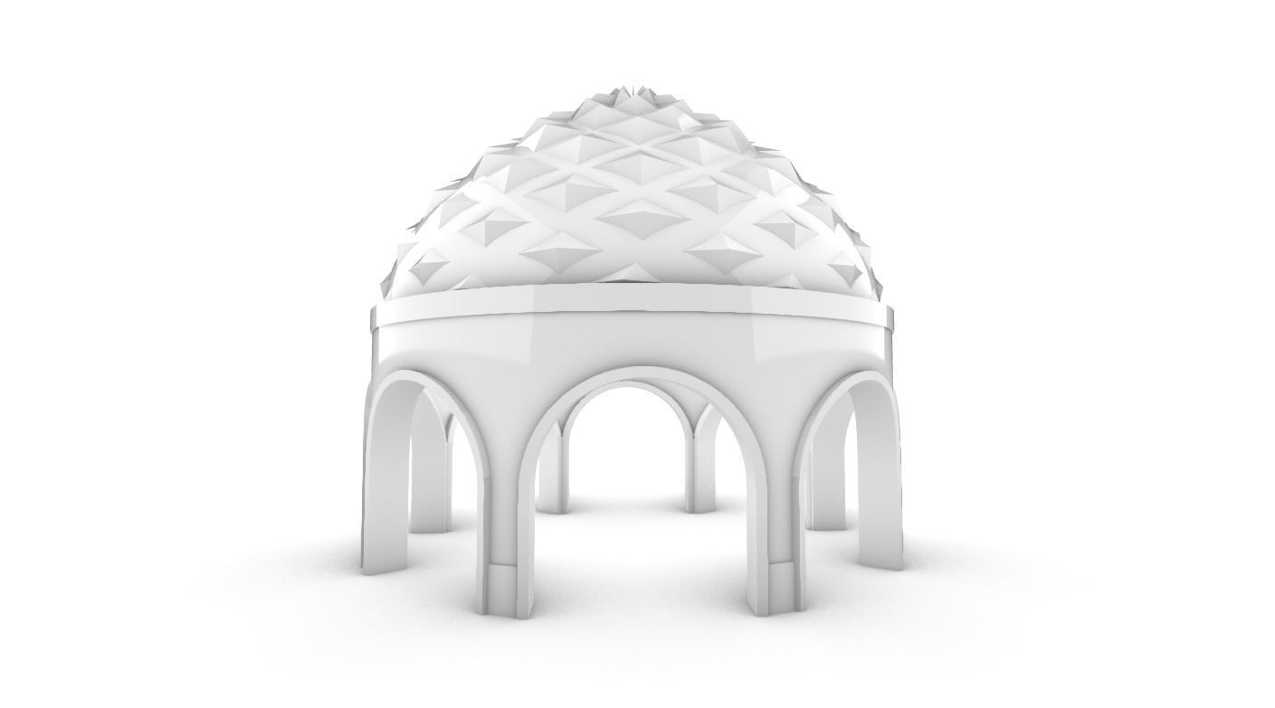 Dome Temple Diamond Pattern 3D model_35