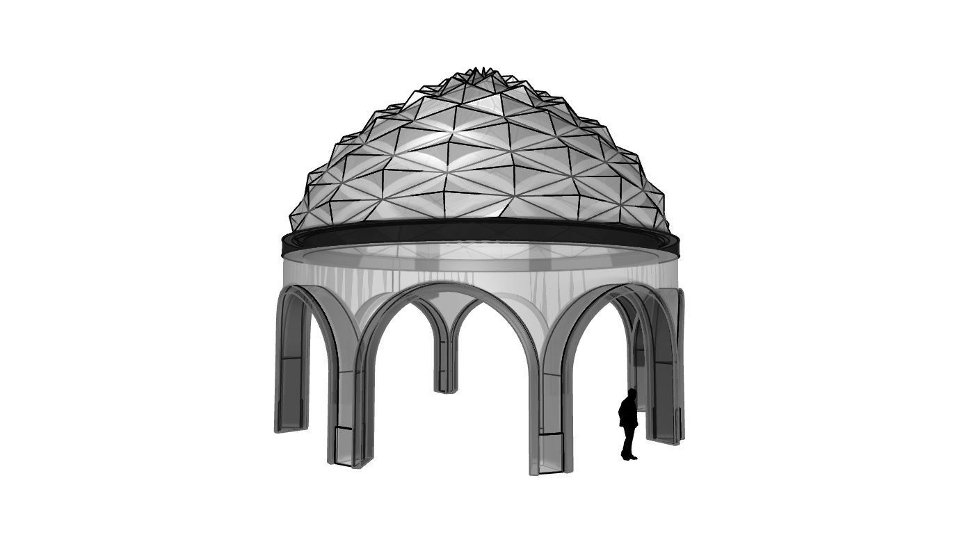 Dome Temple Diamond Pattern 3D model_78