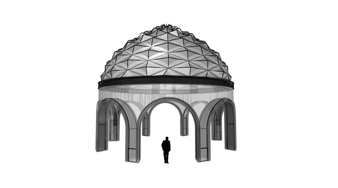 Dome Temple Diamond Pattern 3D model_80