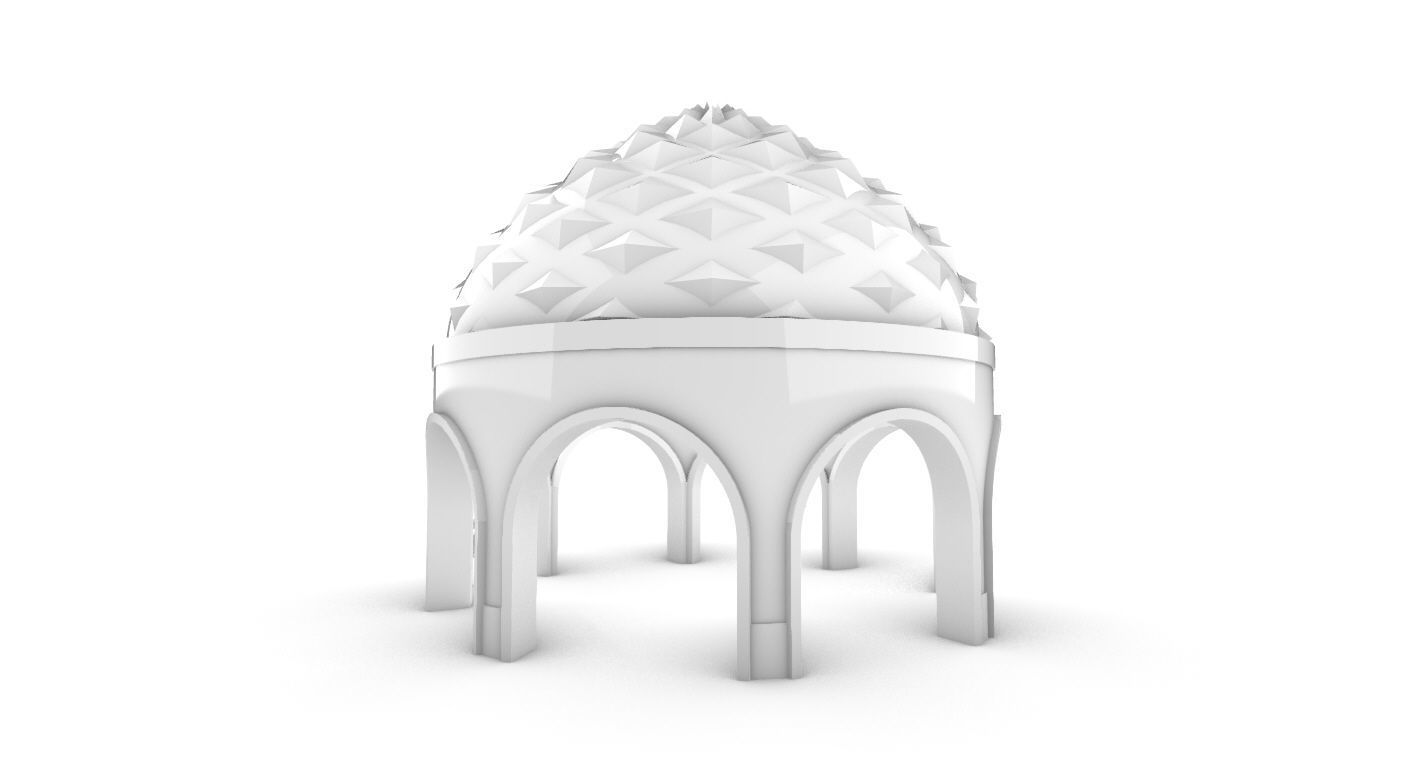 Dome Temple Diamond Pattern 3D model_23