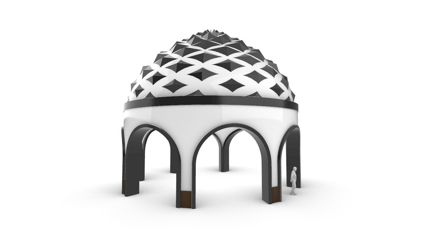 Dome Temple Diamond Pattern 3D model_17
