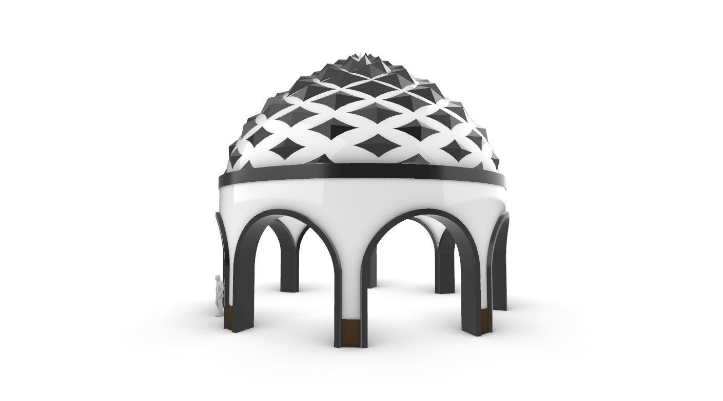 Dome Temple Diamond Pattern 3D model_4