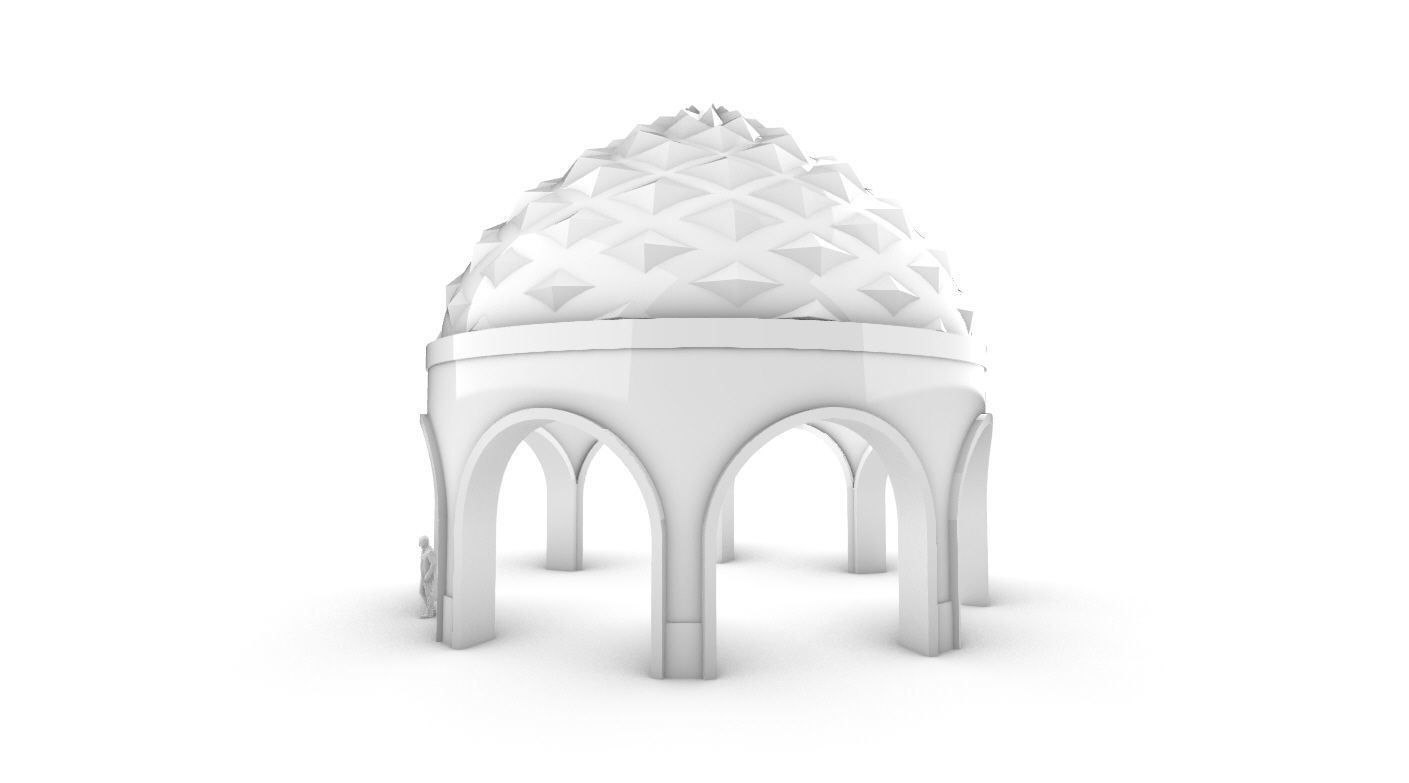 Dome Temple Diamond Pattern 3D model_24