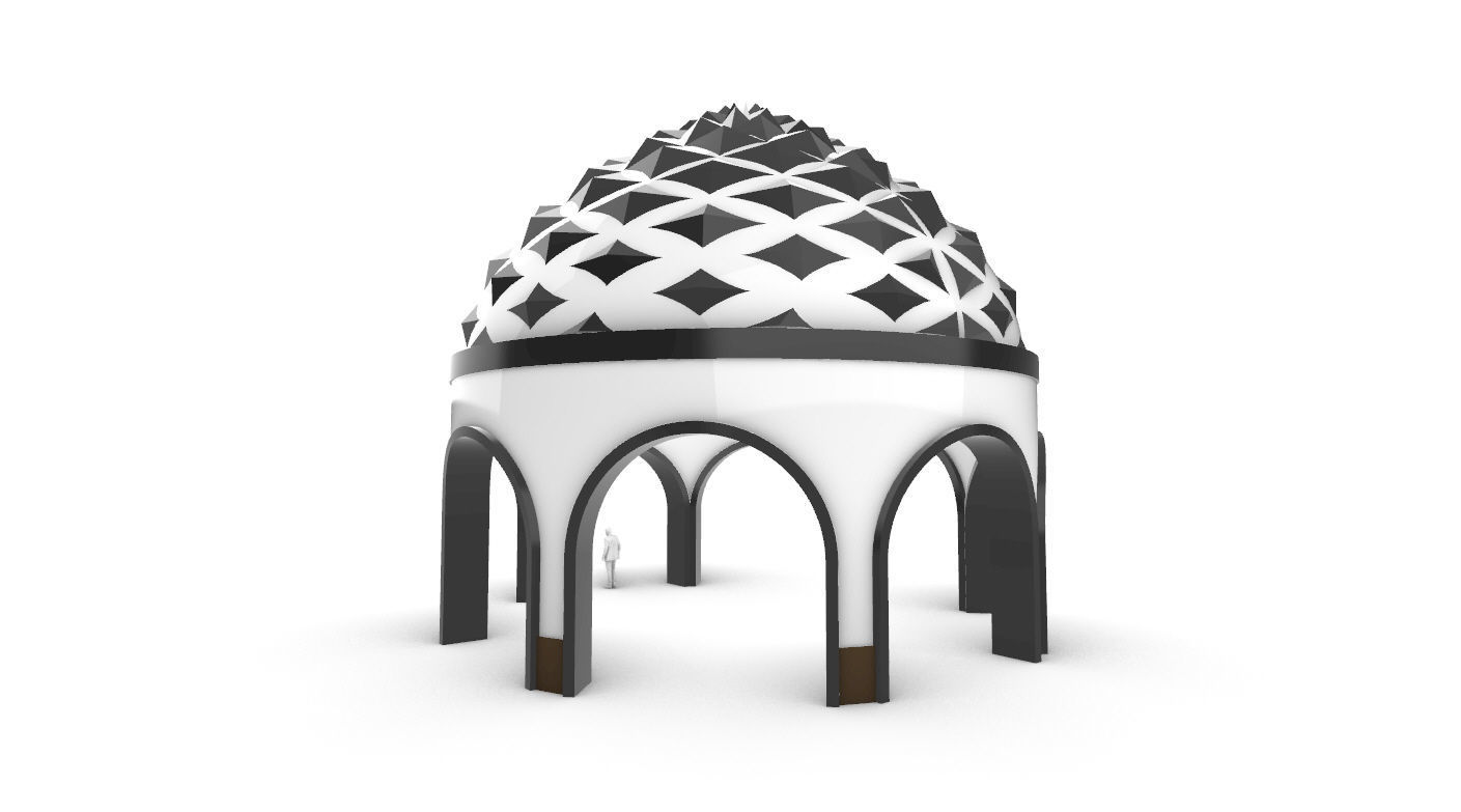 Dome Temple Diamond Pattern 3D model_8