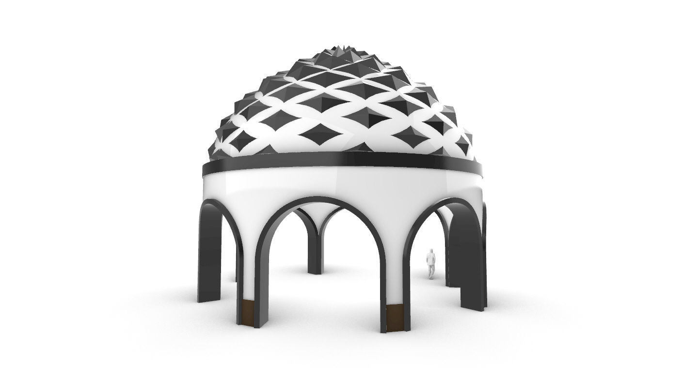 Dome Temple Diamond Pattern 3D model_13