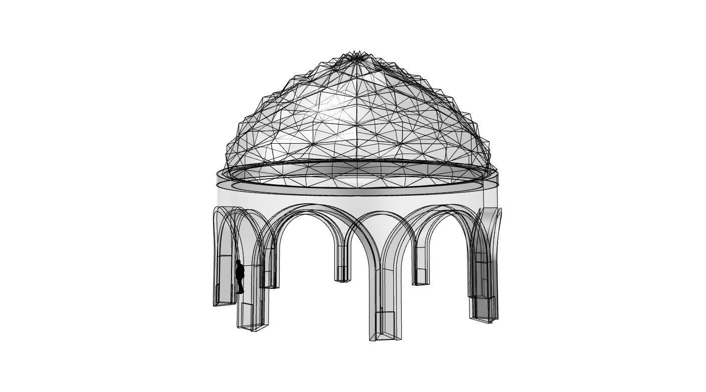 Dome Temple Diamond Pattern 3D model_45
