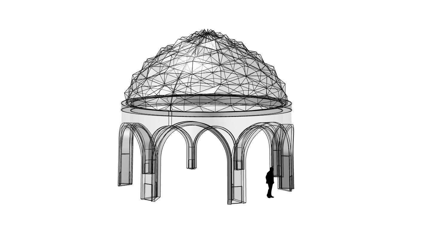 Dome Temple Diamond Pattern 3D model_56