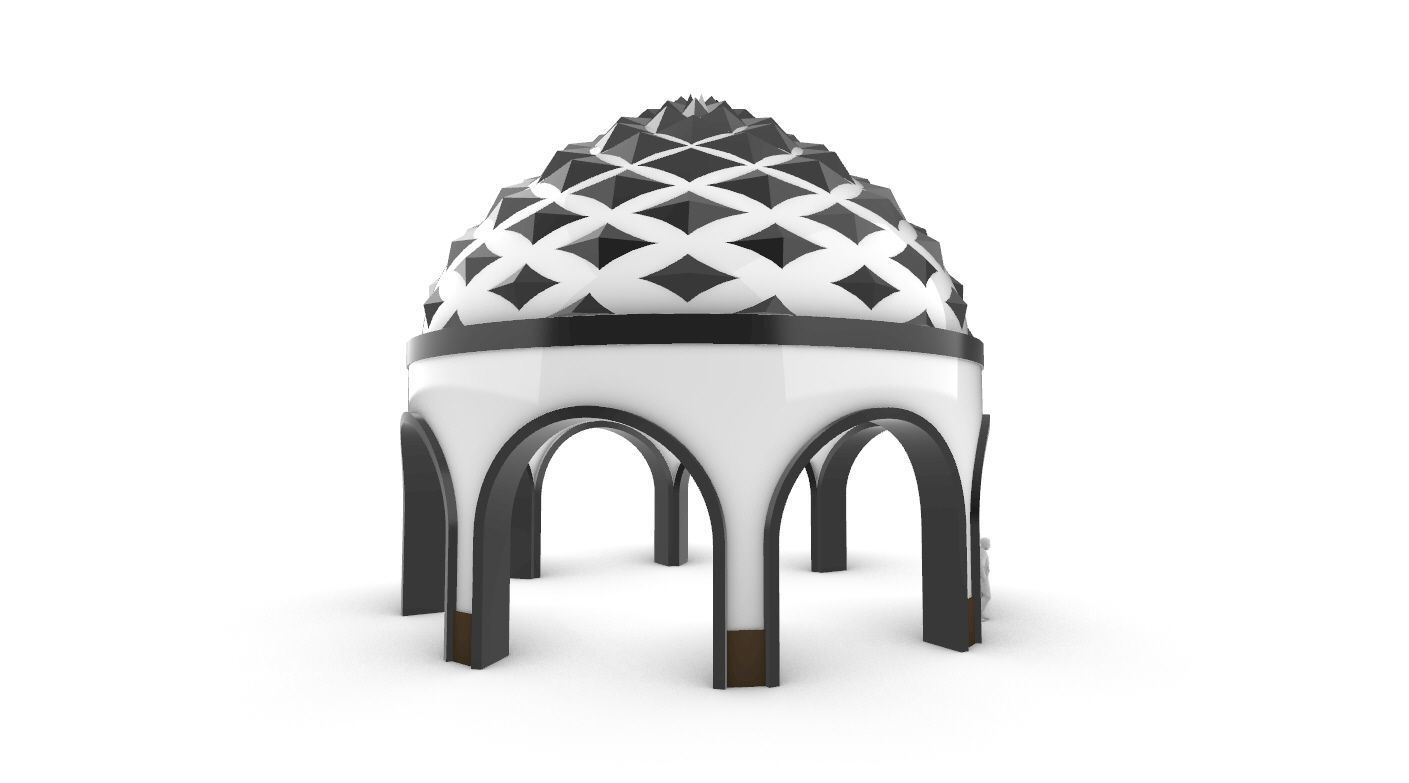 Dome Temple Diamond Pattern 3D model_16