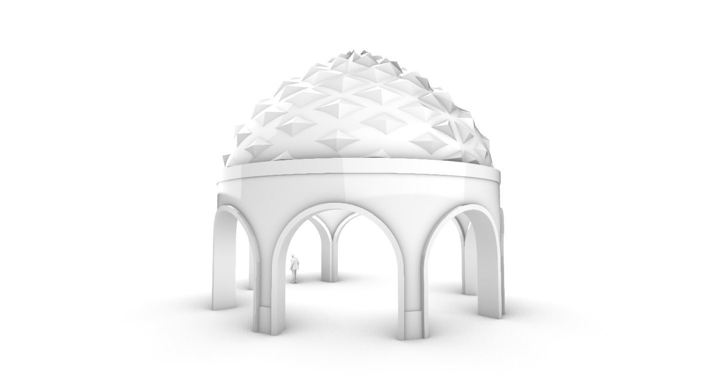 Dome Temple Diamond Pattern 3D model_28