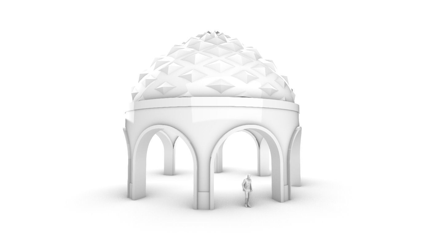 Dome Temple Diamond Pattern 3D model_39