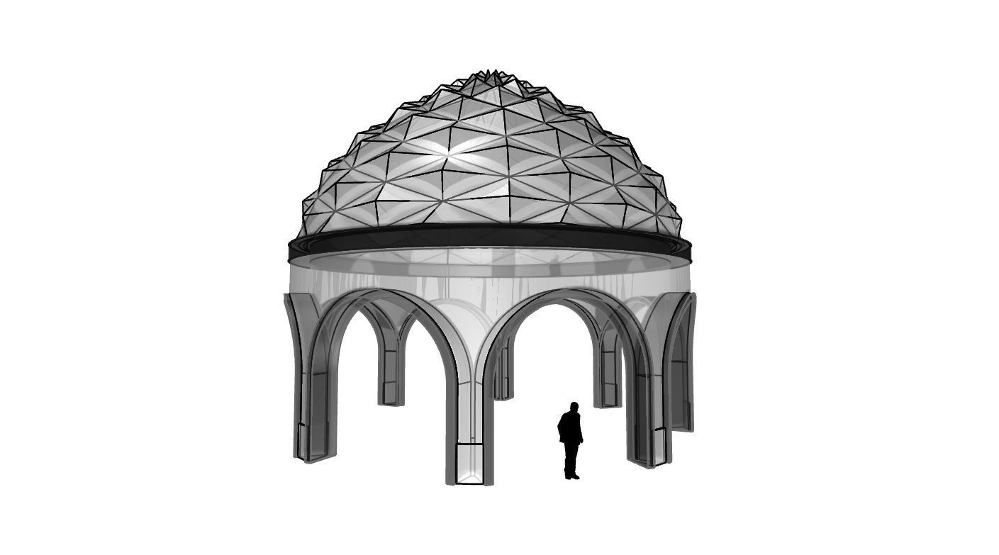 Dome Temple Diamond Pattern 3D model_79