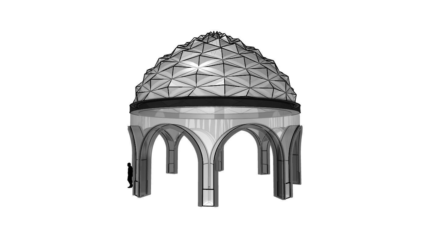 Dome Temple Diamond Pattern 3D model_64
