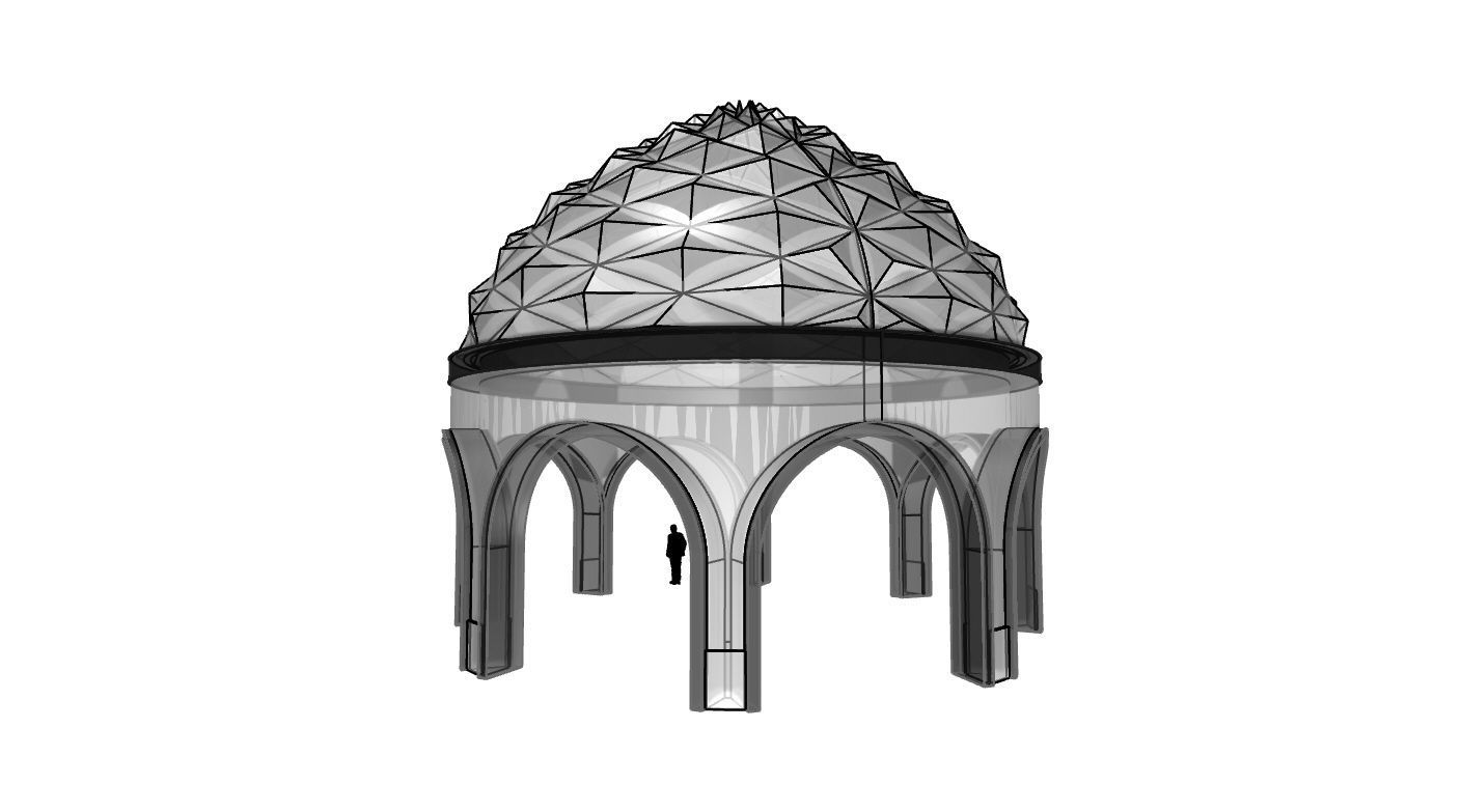 Dome Temple Diamond Pattern 3D model_68