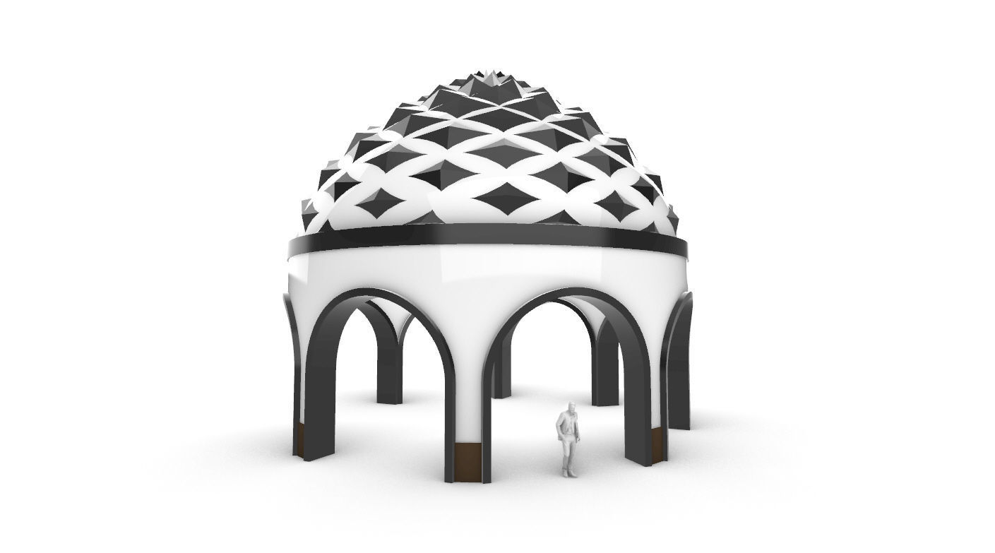 Dome Temple Diamond Pattern 3D model_19