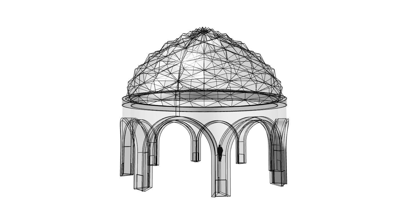Dome Temple Diamond Pattern 3D model_54