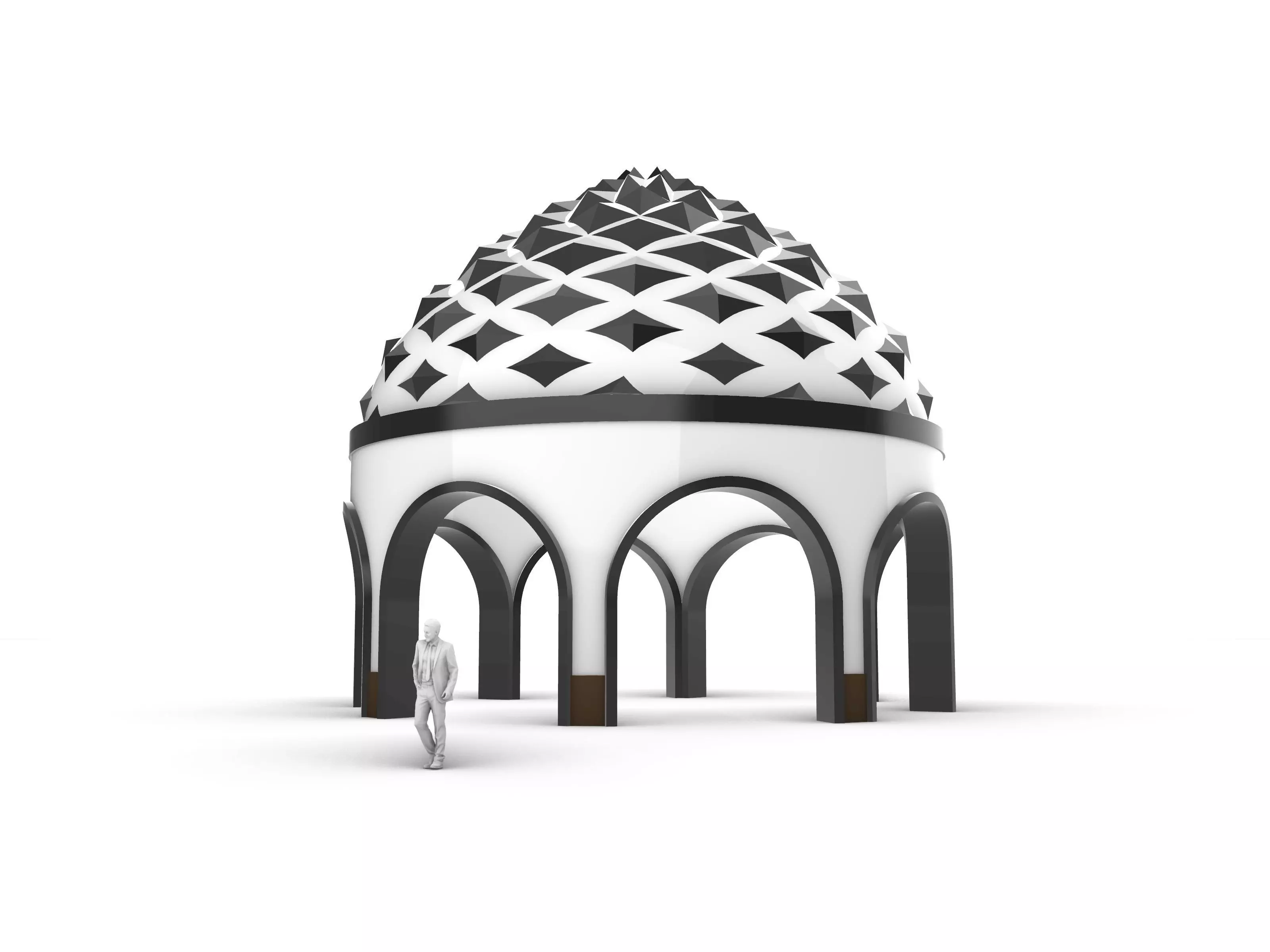 Dome Temple Diamond Pattern 3D model_0