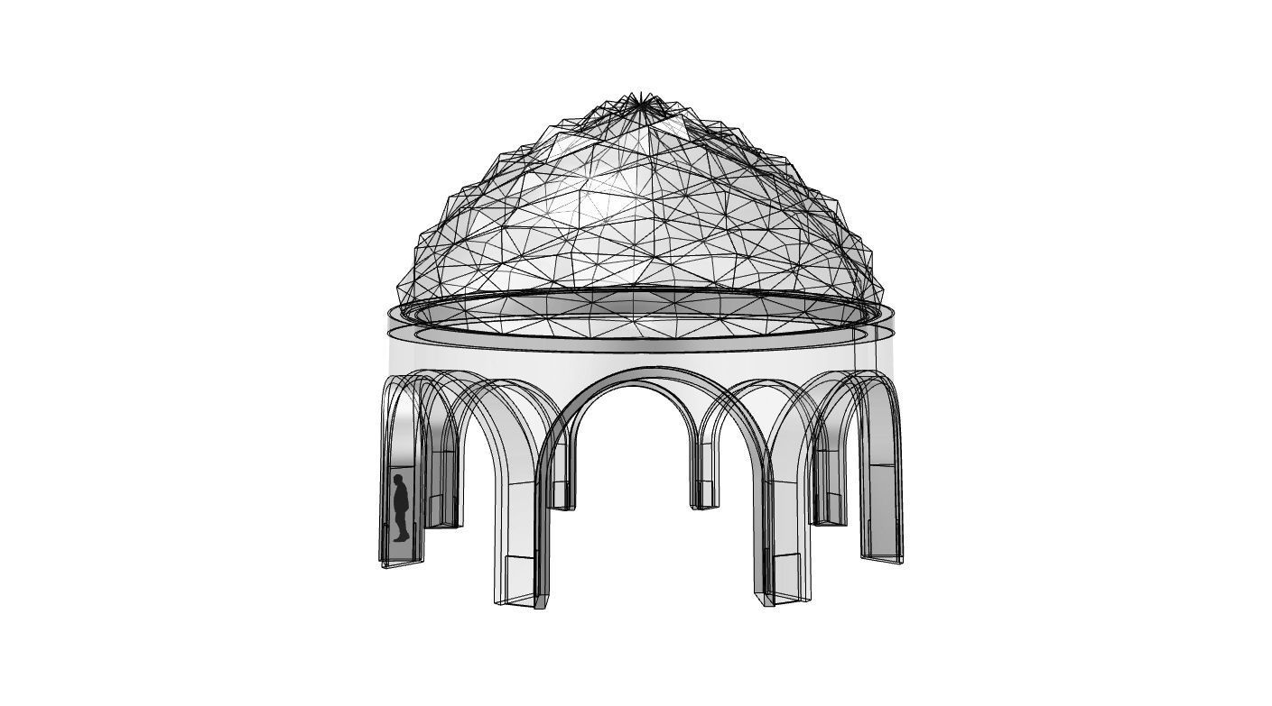 Dome Temple Diamond Pattern 3D model_46