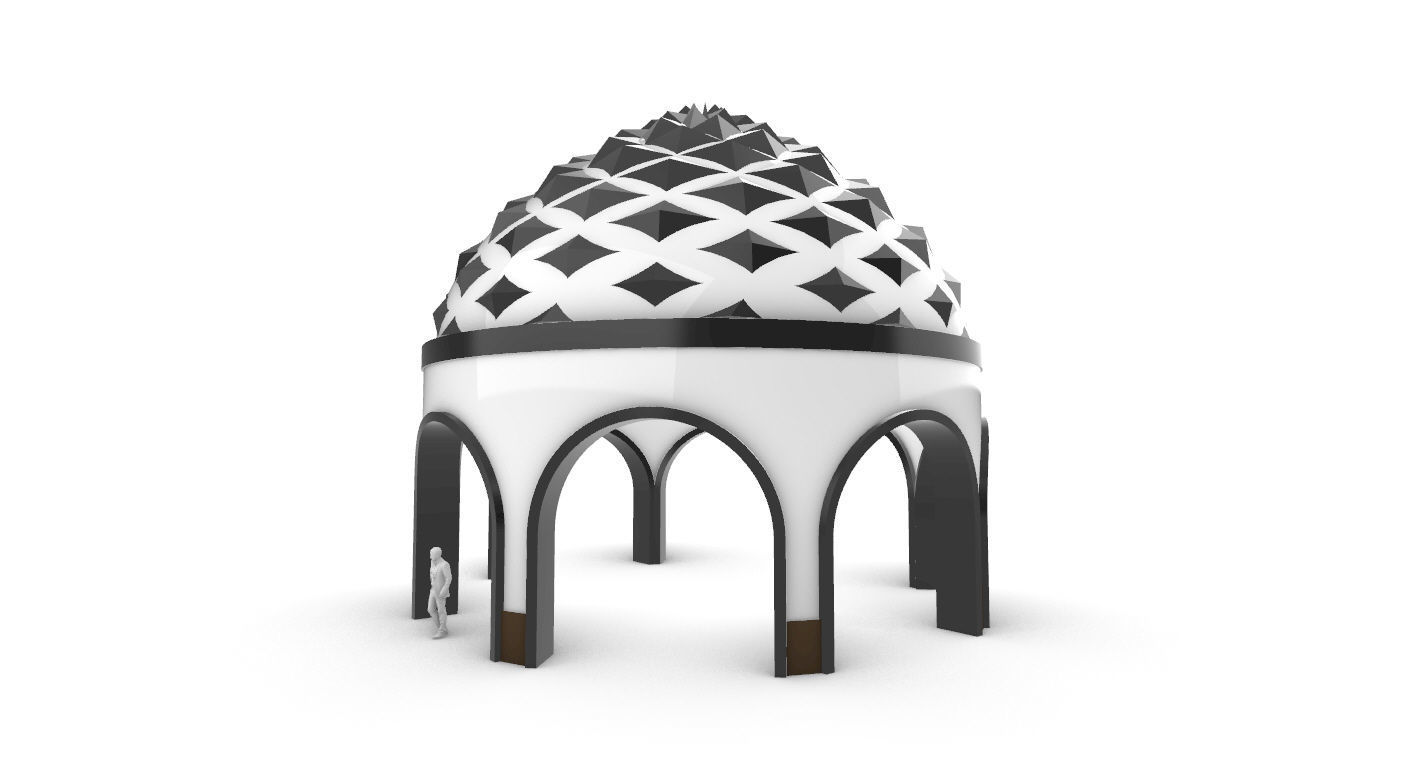 Dome Temple Diamond Pattern 3D model_3