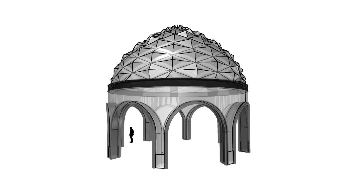 Dome Temple Diamond Pattern 3D model_67
