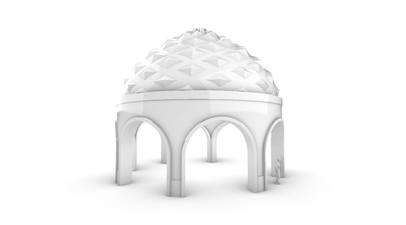 Dome Temple Diamond Pattern 3D model_38