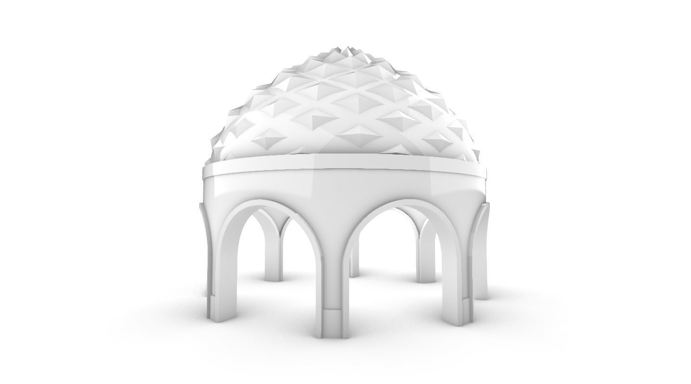 Dome Temple Diamond Pattern 3D model_34