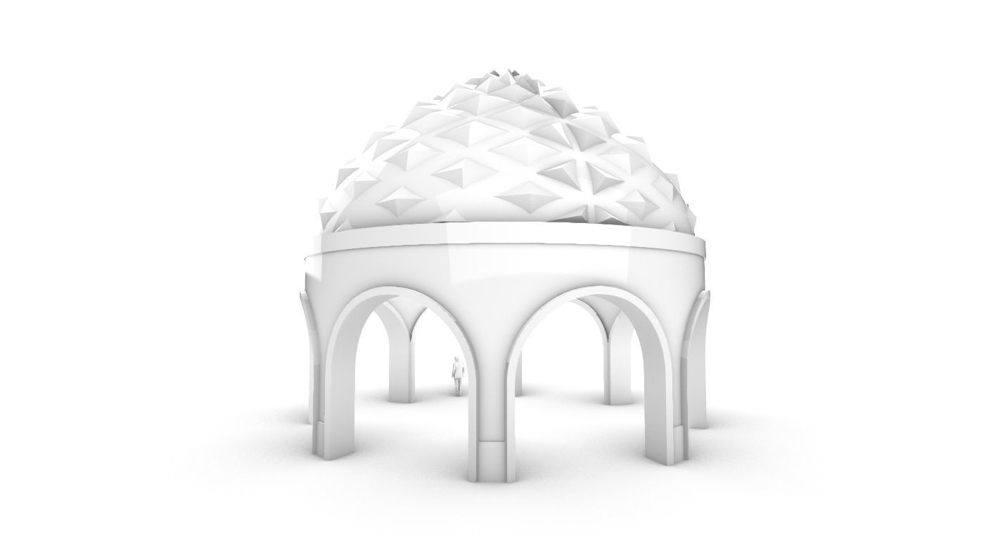 Dome Temple Diamond Pattern 3D model_30