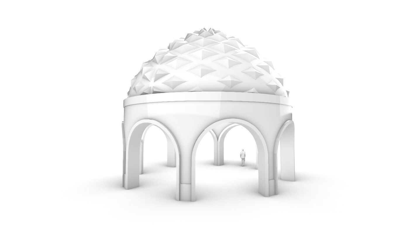 Dome Temple Diamond Pattern 3D model_32