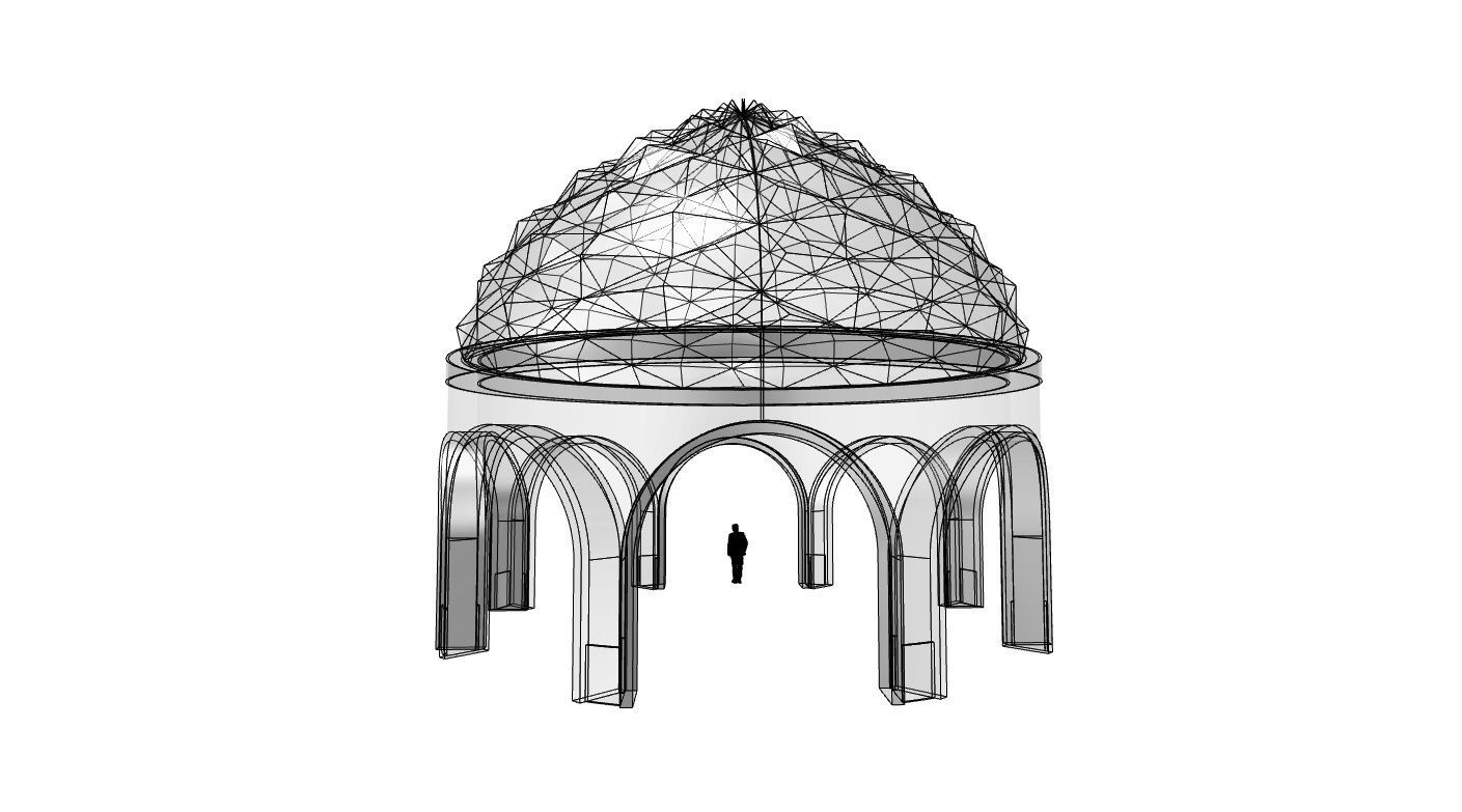Dome Temple Diamond Pattern 3D model_52