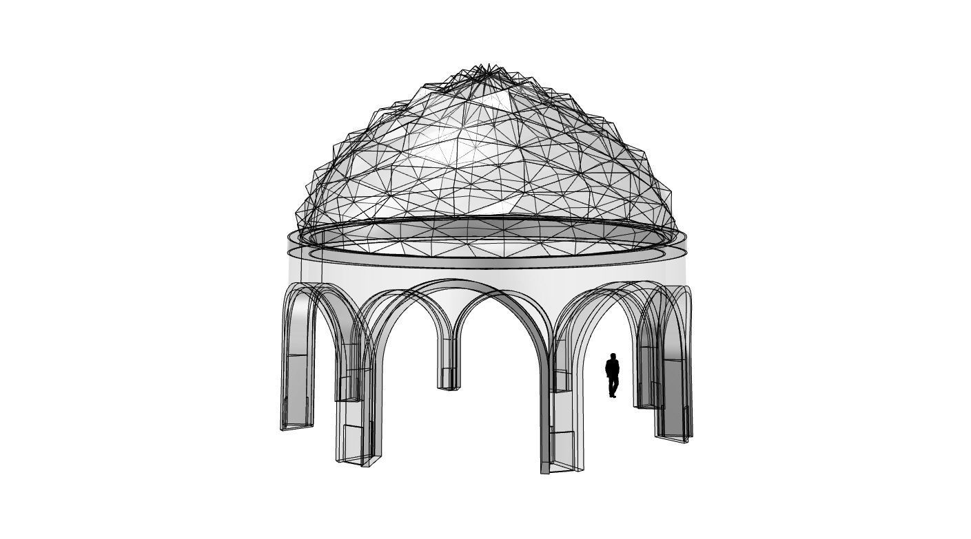 Dome Temple Diamond Pattern 3D model_51