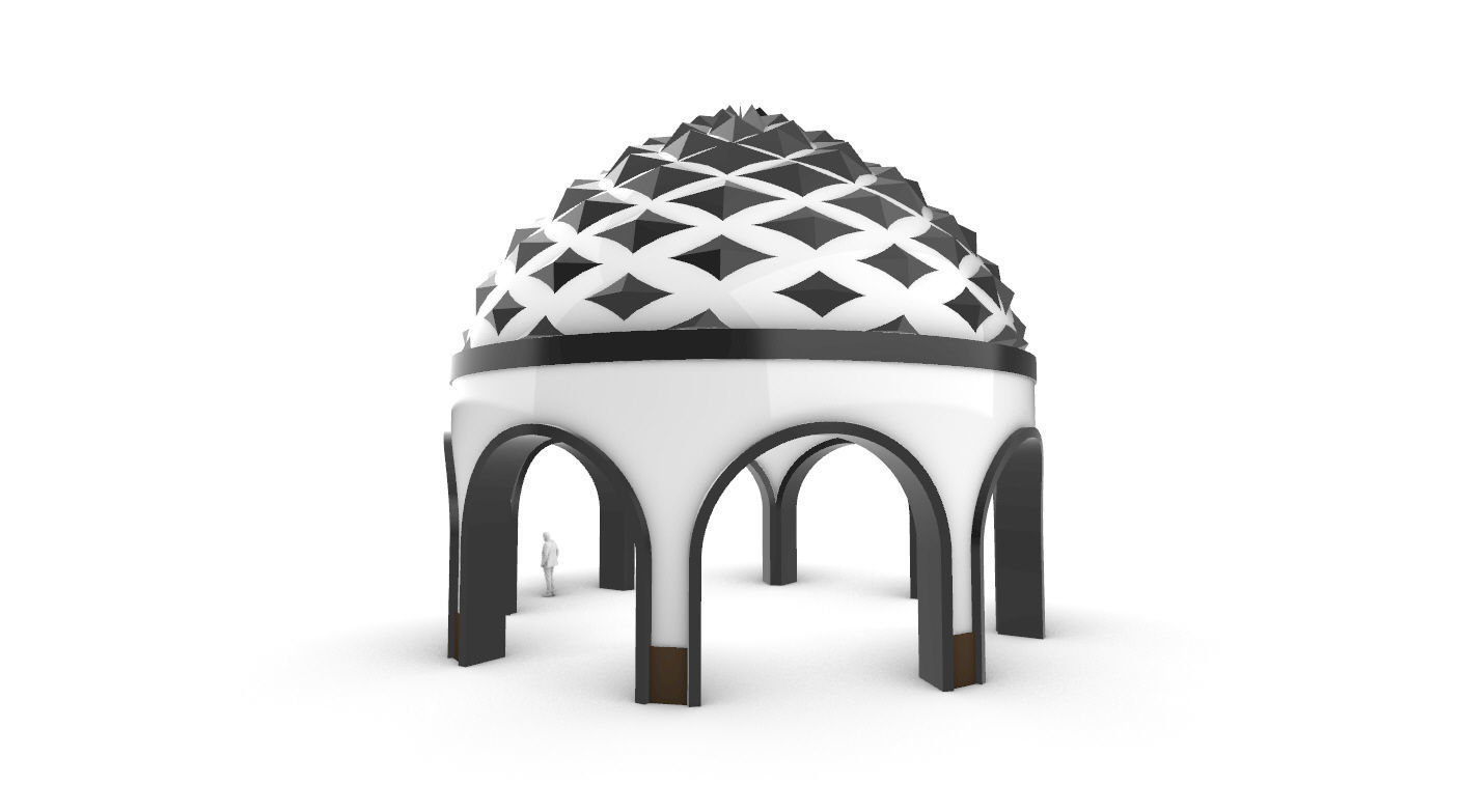 Dome Temple Diamond Pattern 3D model_7