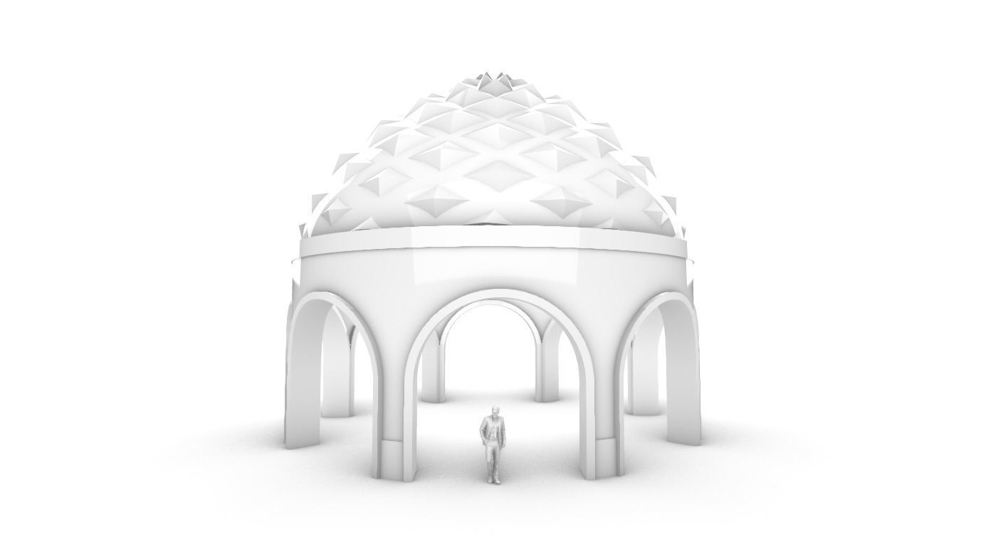 Dome Temple Diamond Pattern 3D model_40