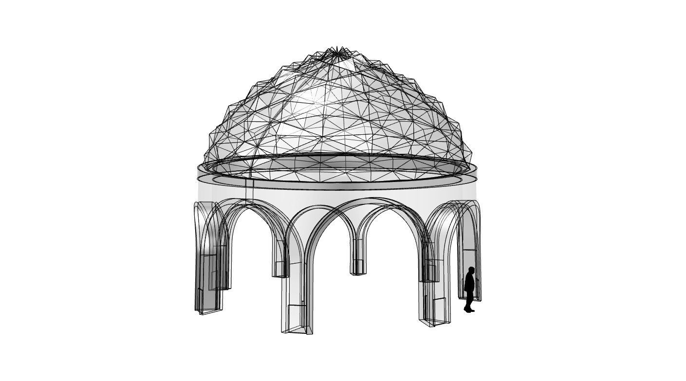 Dome Temple Diamond Pattern 3D model_58