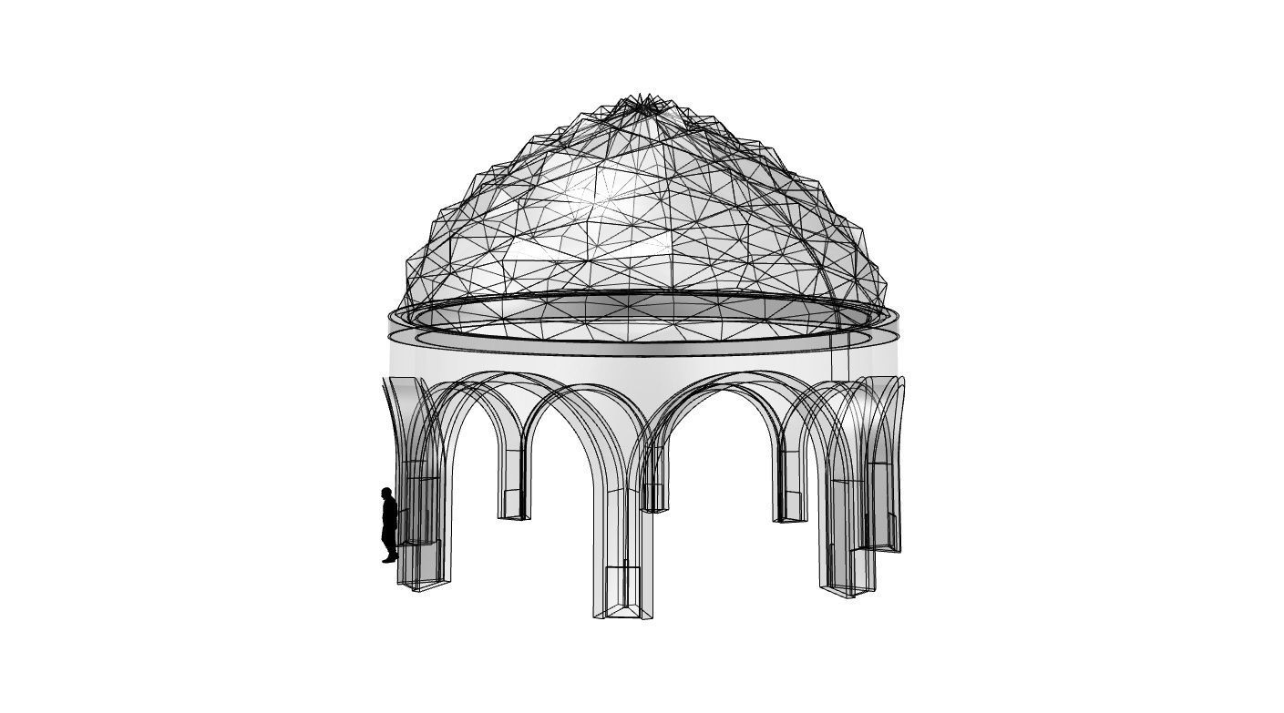 Dome Temple Diamond Pattern 3D model_44