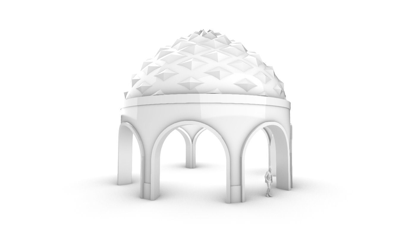 Dome Temple Diamond Pattern 3D model_37