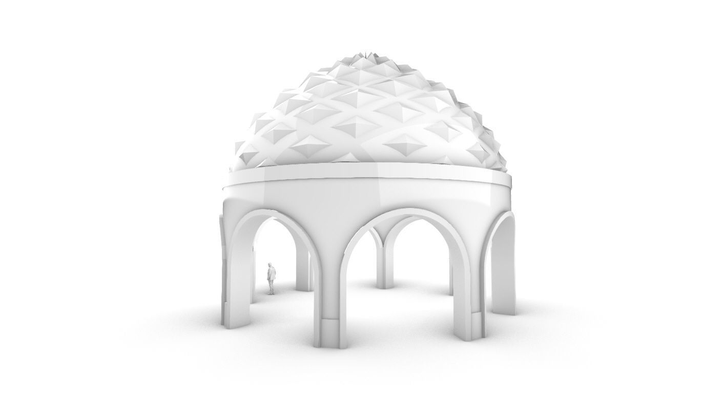 Dome Temple Diamond Pattern 3D model_27