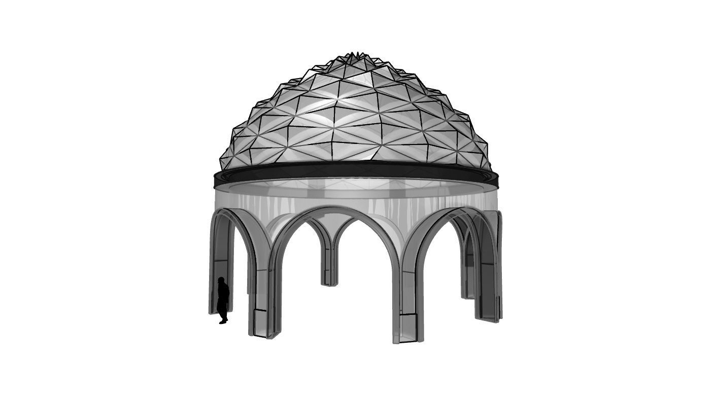 Dome Temple Diamond Pattern 3D model_63