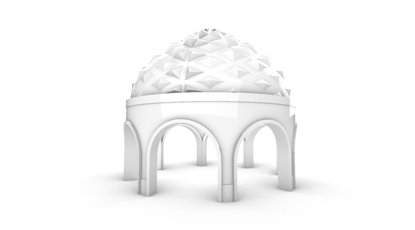 Dome Temple Diamond Pattern 3D model_31